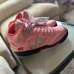 Jordan Pink and Red Sneakers